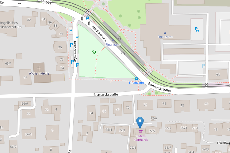 Screenshot einer OpenStreetMap-Karte des Standorts der Firma Reinhardt GmbH